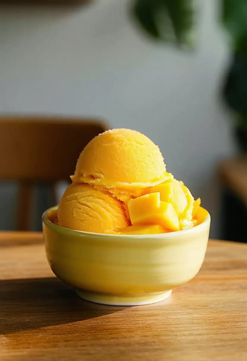 Receita de Sorvete Refrescante de Manga