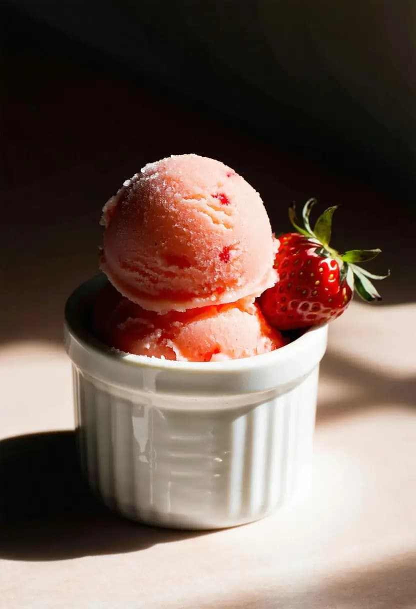 Receita de Sorvete de Morango Refrescante