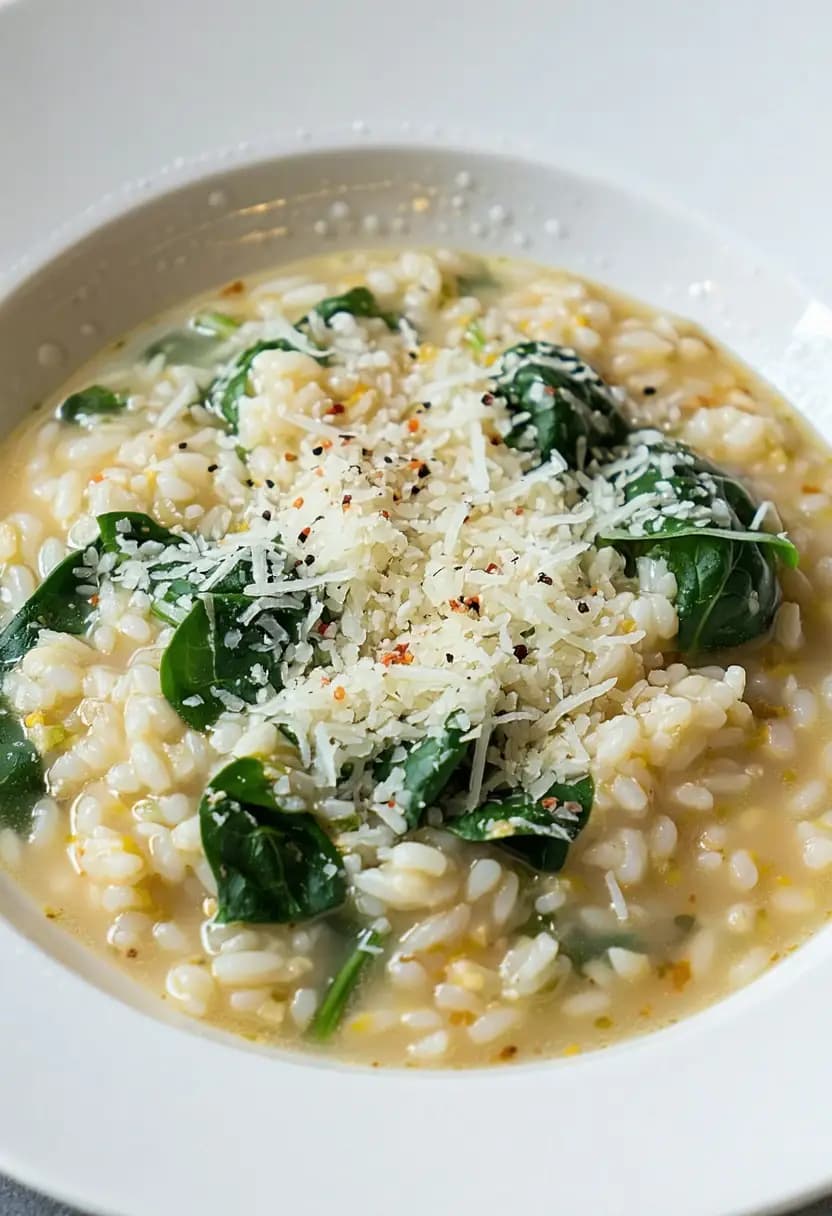 Receita de Risoto de Queijo com Espinafre