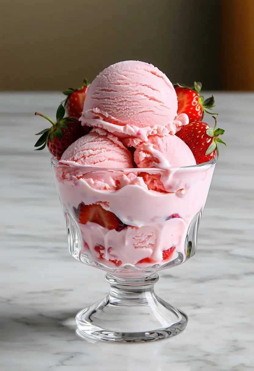 Receita de Sorvete de Morango Cremoso