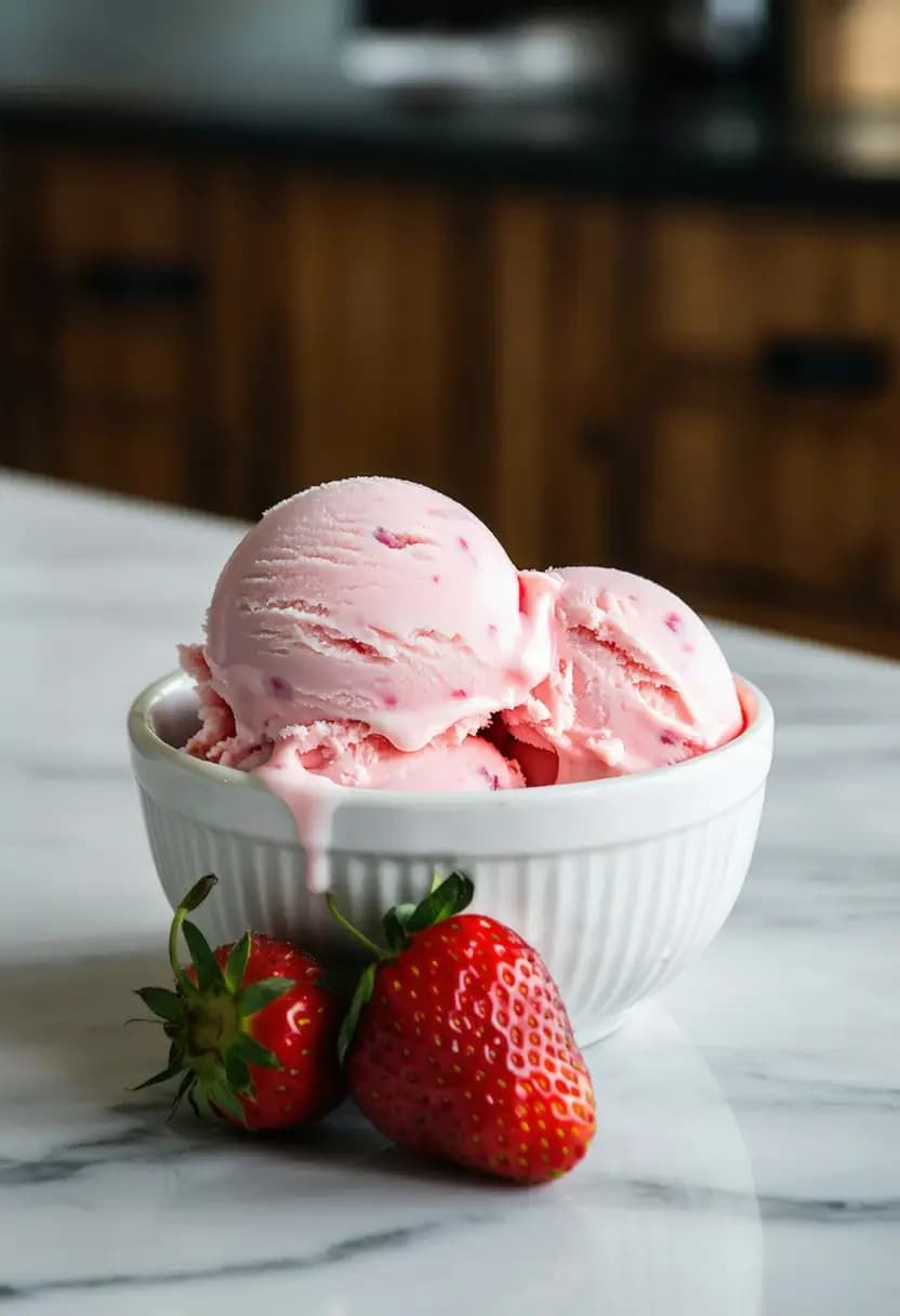 Receita de Sorvete de Morango Simples