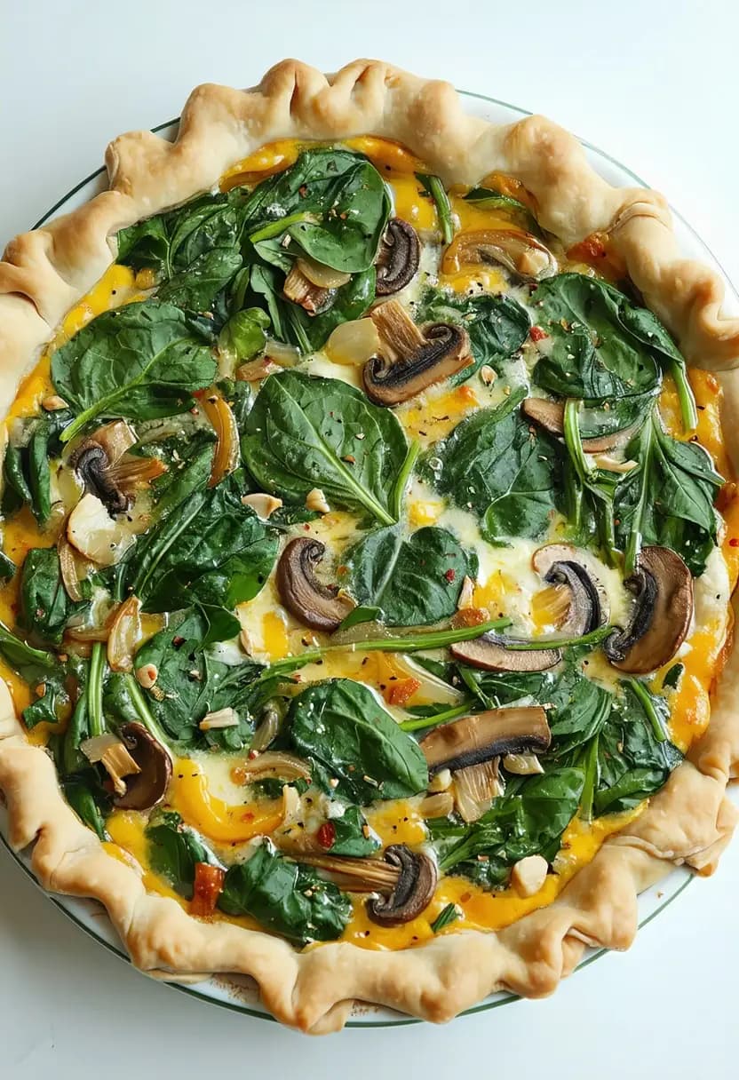 Receita de Quiche de Espinafre e Cogumelos