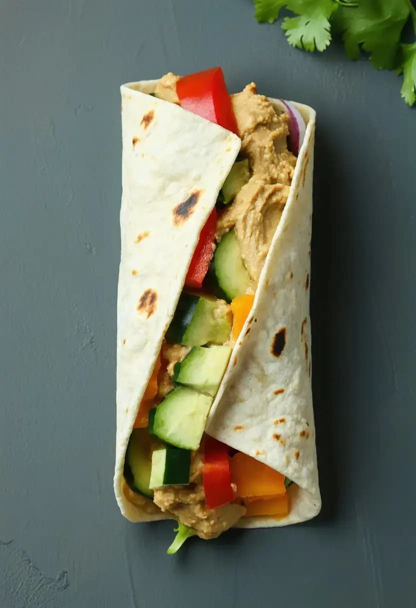 Receita de Wrap Vegano de Hummus e Legumes