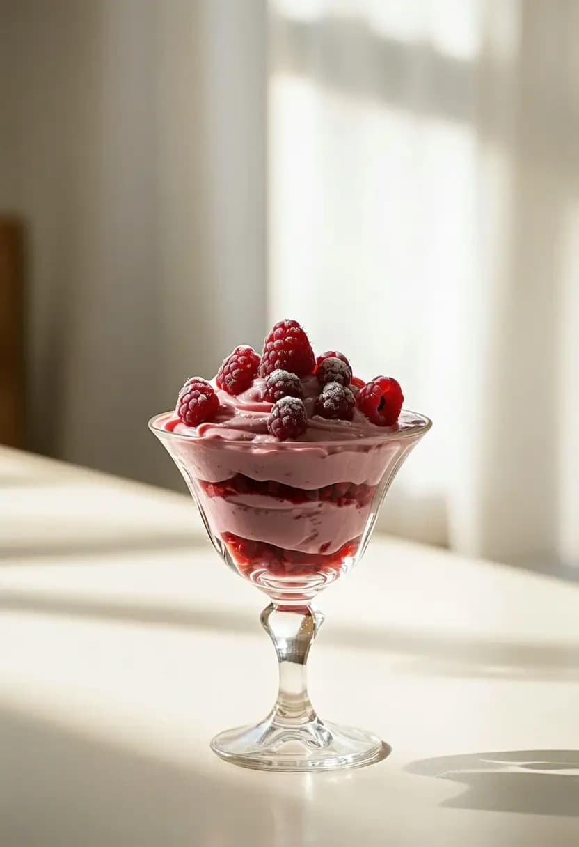Receita de Mousse Veludada de Framboesa