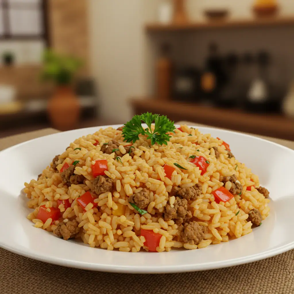 Arroz fácil com carne