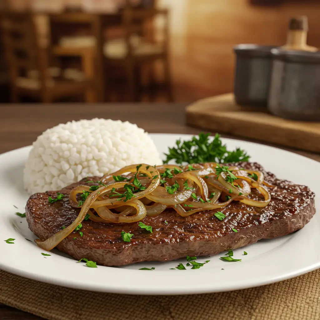 Bife acebolado
