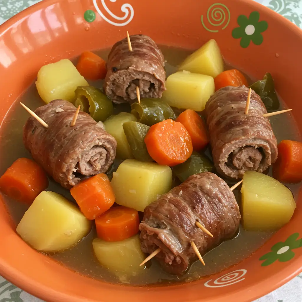 Bife Rolê com Legumes