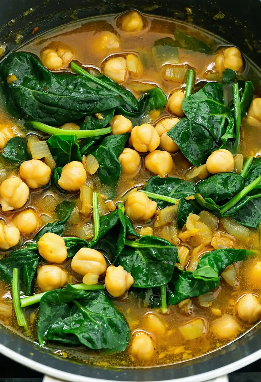 Curry de Grão-de-Bico e Espinafre