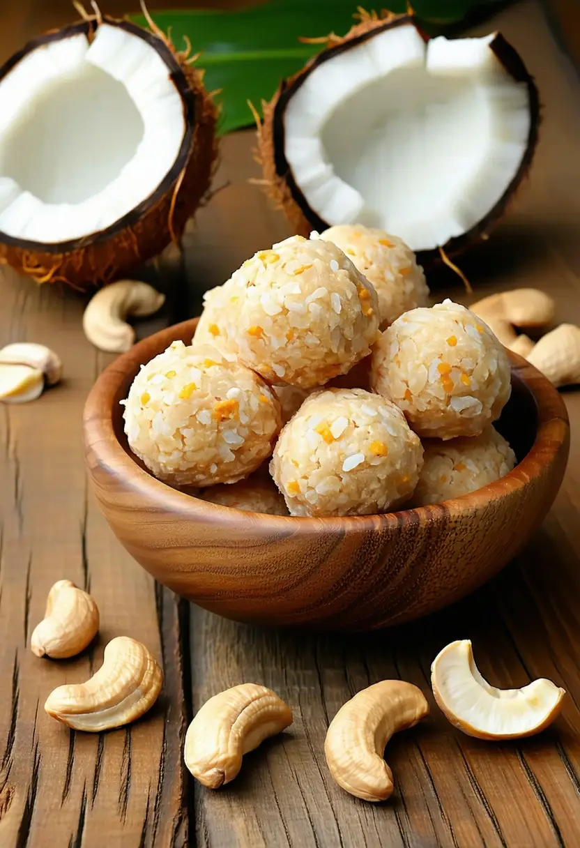 Bocadinhos Crus de Coco e Castanha de Caju