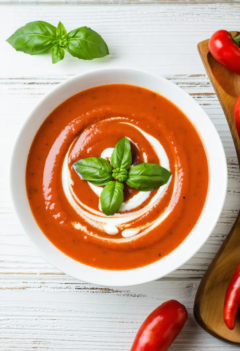 Sopa Cremosa de Tomate e Manjericão Fácil