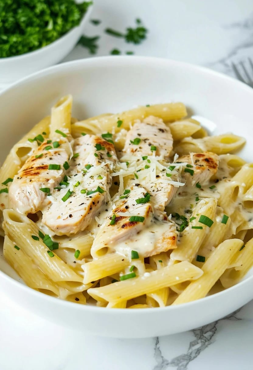 Frango Alfredo Fácil para uma Pessoa