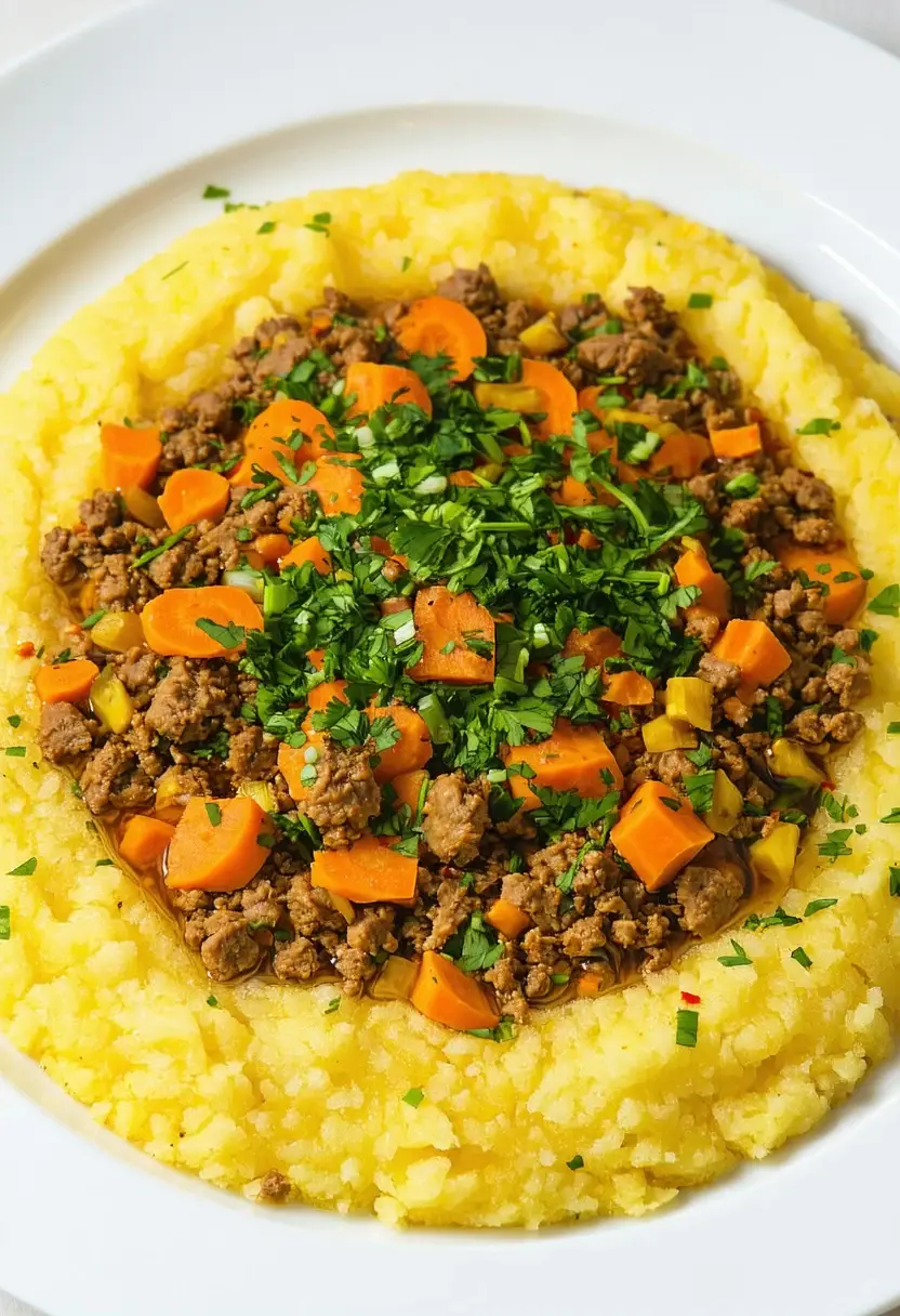 Farofa d'água com carne moída