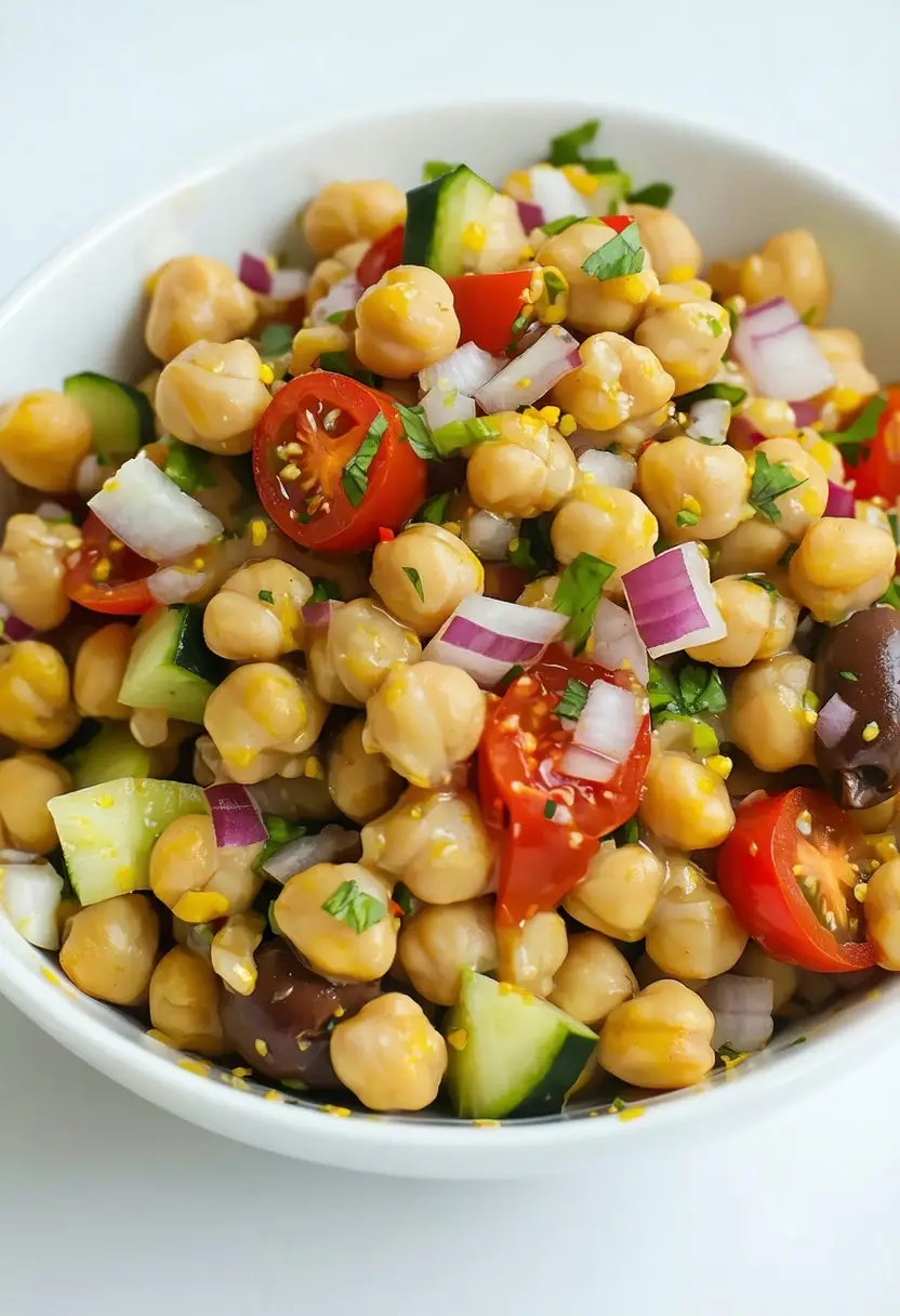 Salada de Grão-de-Bico Mediterrânea