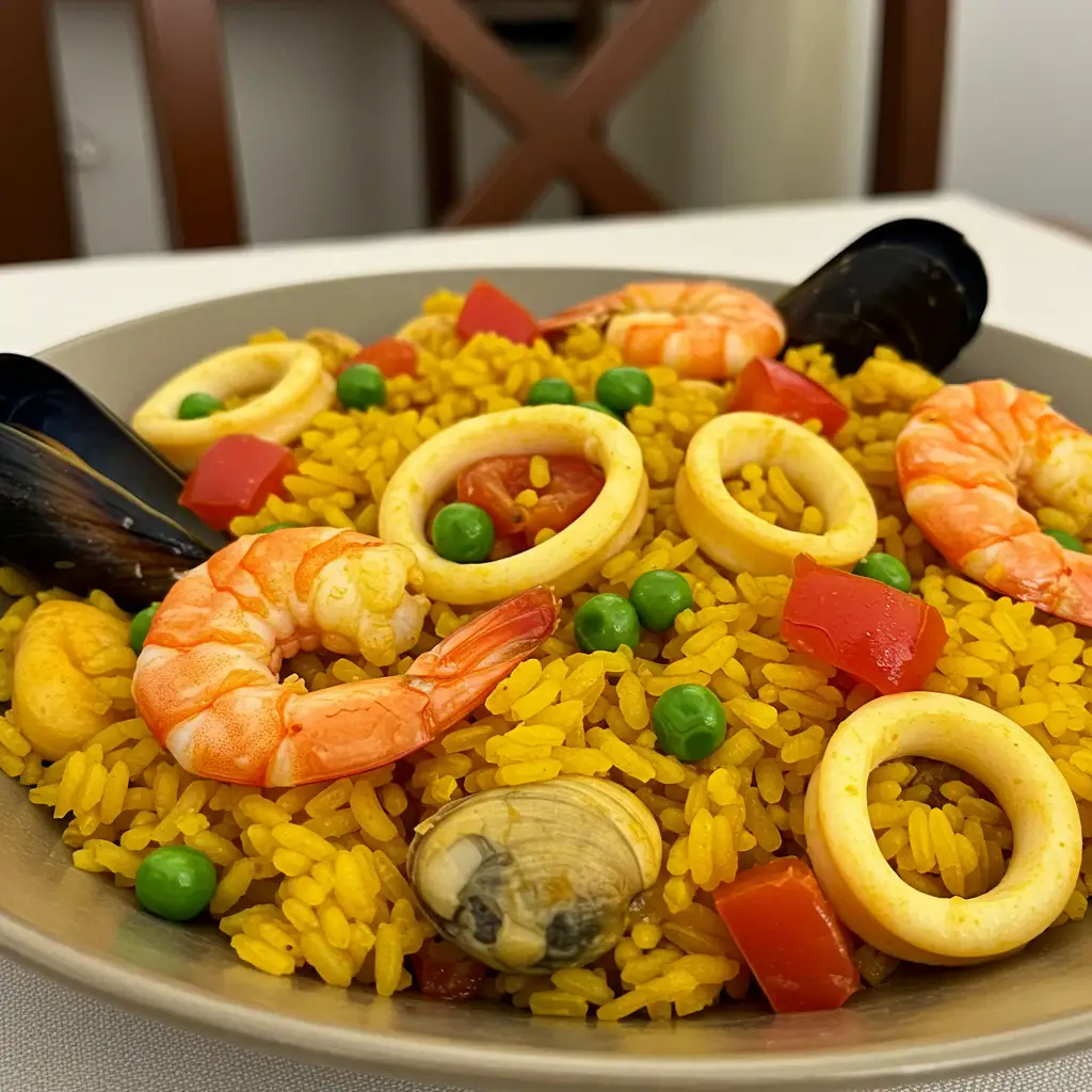 Paella de frutos do mar