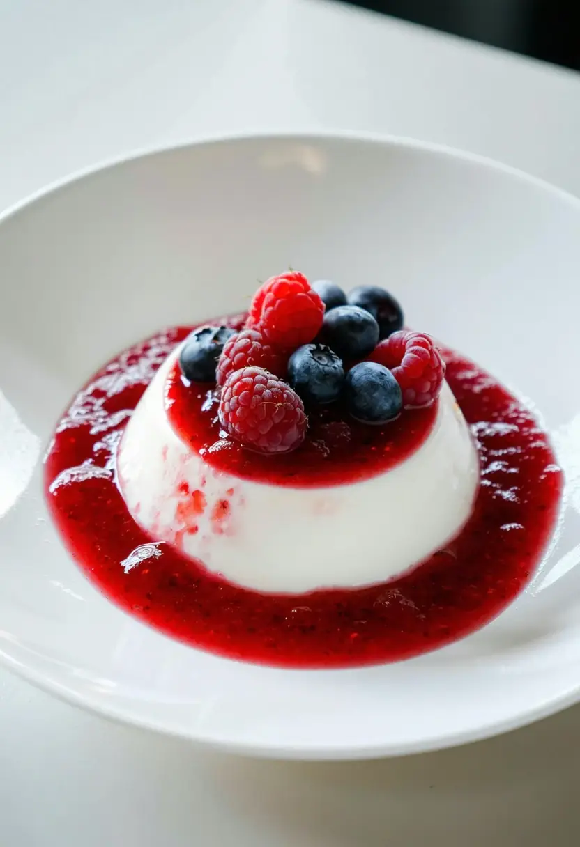 Panna Cotta com Compota de Frutas Vermelhas