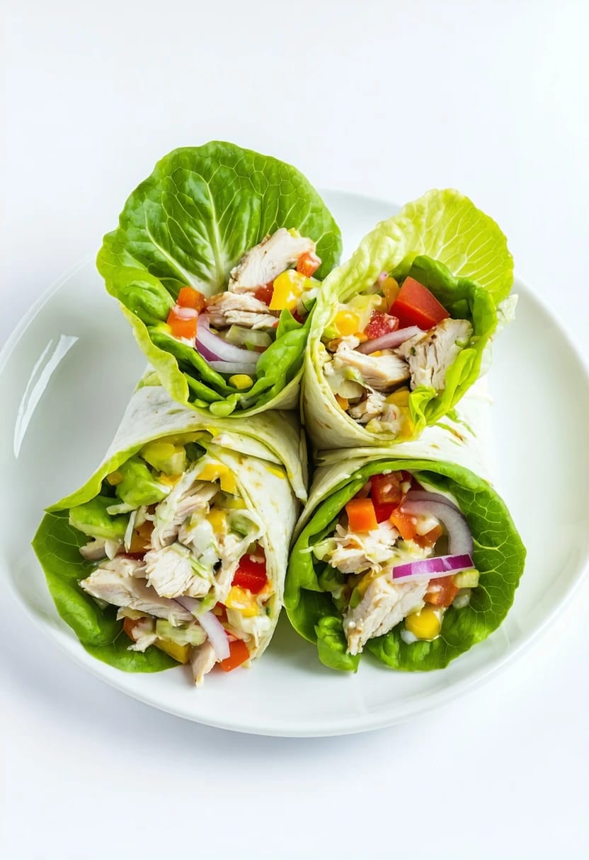 Wrap de Alface com Frango