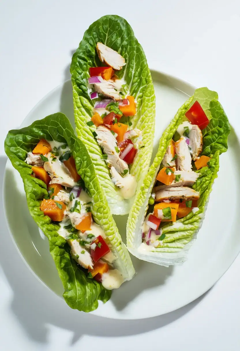 Wrap de Alface com Frango