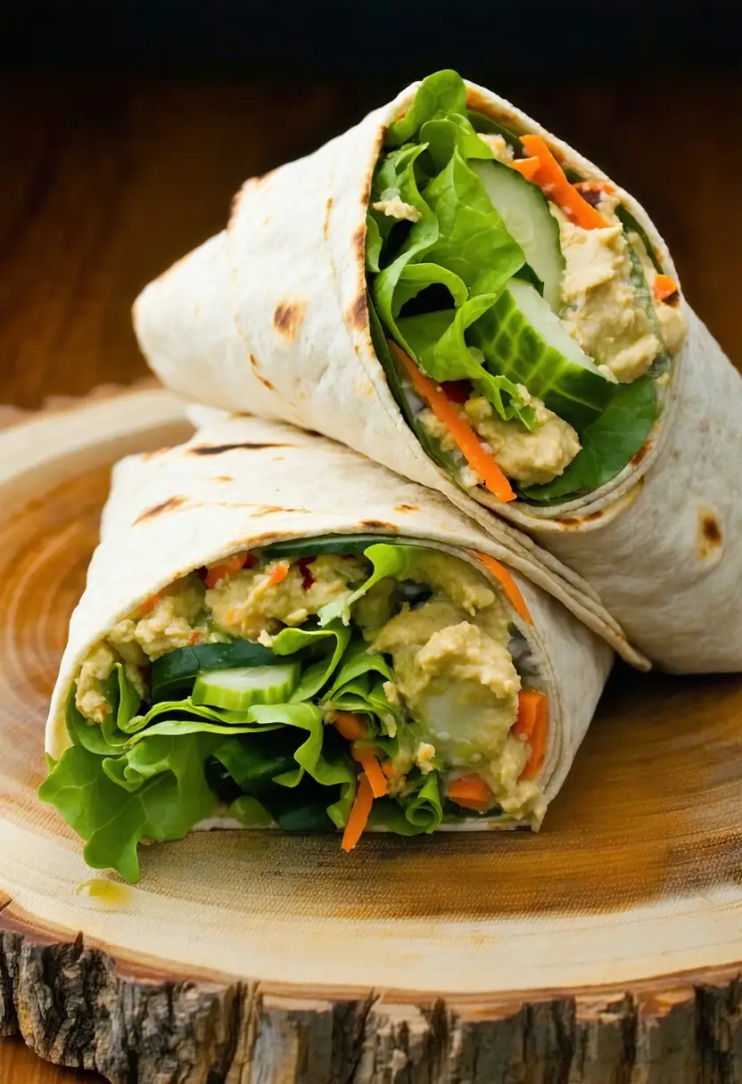 Wrap de Pepino e Hummus