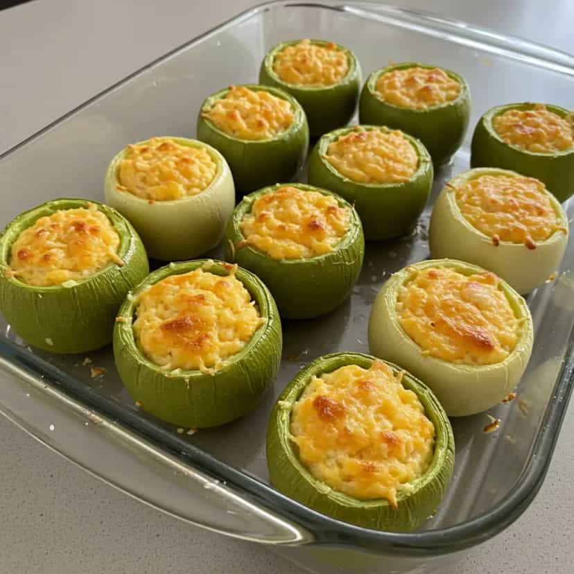 Foto deliciosa de Abobrinha Recheada com Queijo pronta para servir - Almoço & Jantar