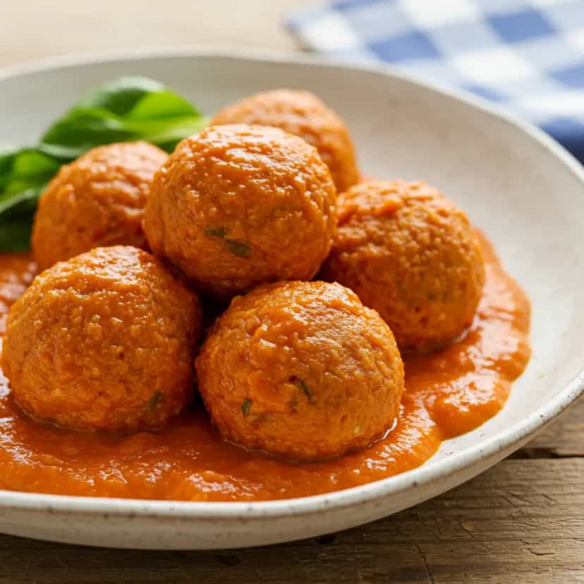 Foto deliciosa de Almôndegas ao Molho Cremoso de Pimentões pronta para servir - Carnes & Frango