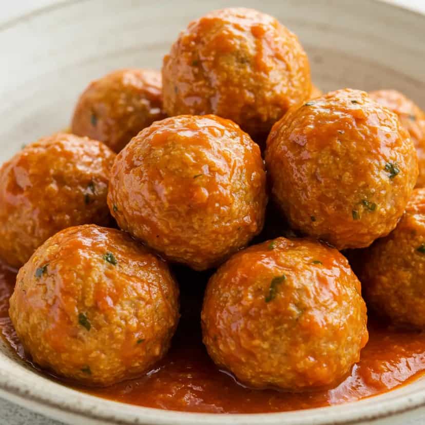 Foto deliciosa de Almôndegas Caseiras ao Molho de Tomate pronta para servir - Carnes & Frango