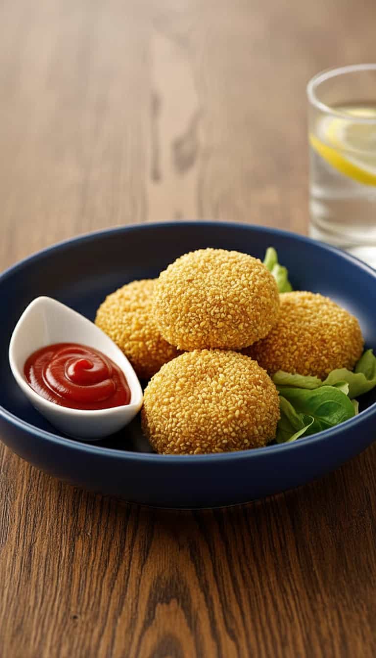 Almôndegas Crocantes com Xerém de Castanha-de-caju