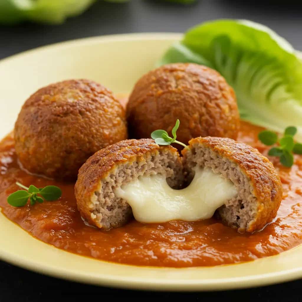 Almôndegas Recheadas com Queijo Mussarela