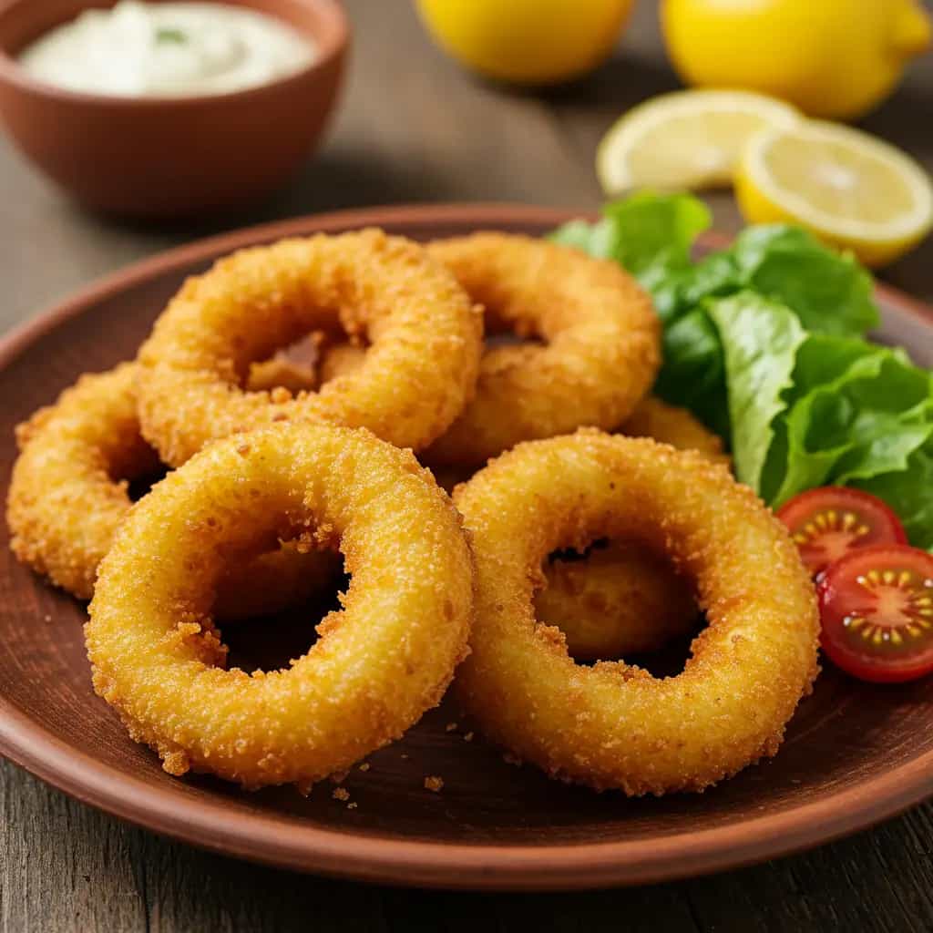 Anéis de Lula Empanados com Cerveja