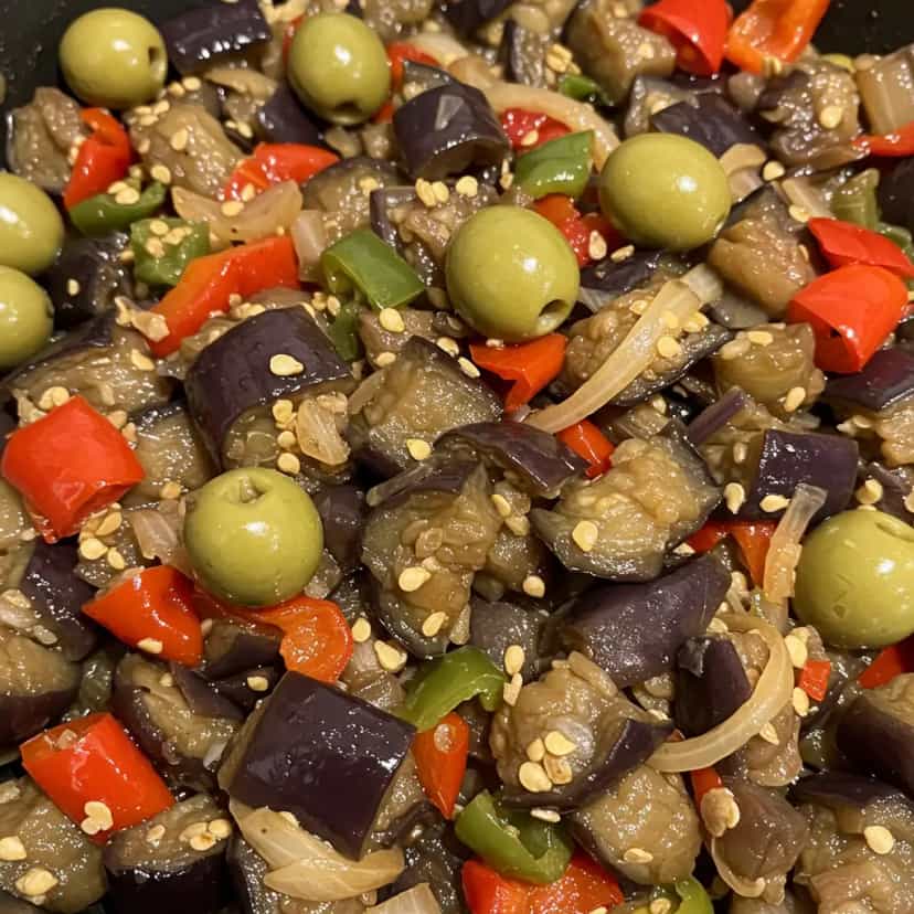 Foto deliciosa de Antepasto de berinjela no microondas pronta para servir - No Micro-ondas