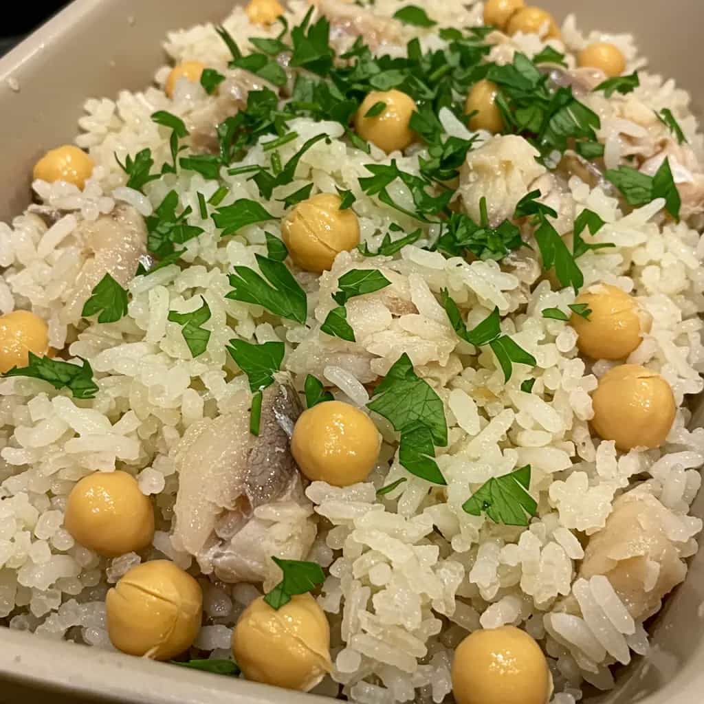 Arroz com Bacalhau e Grão-de-Bico