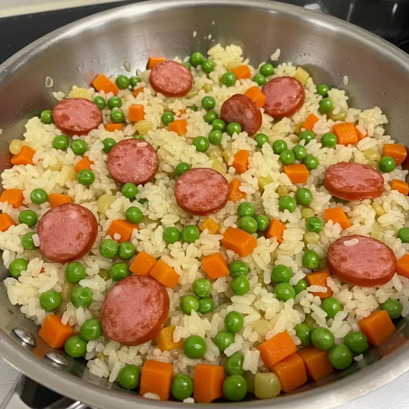 Arroz com Calabresa e Cenoura