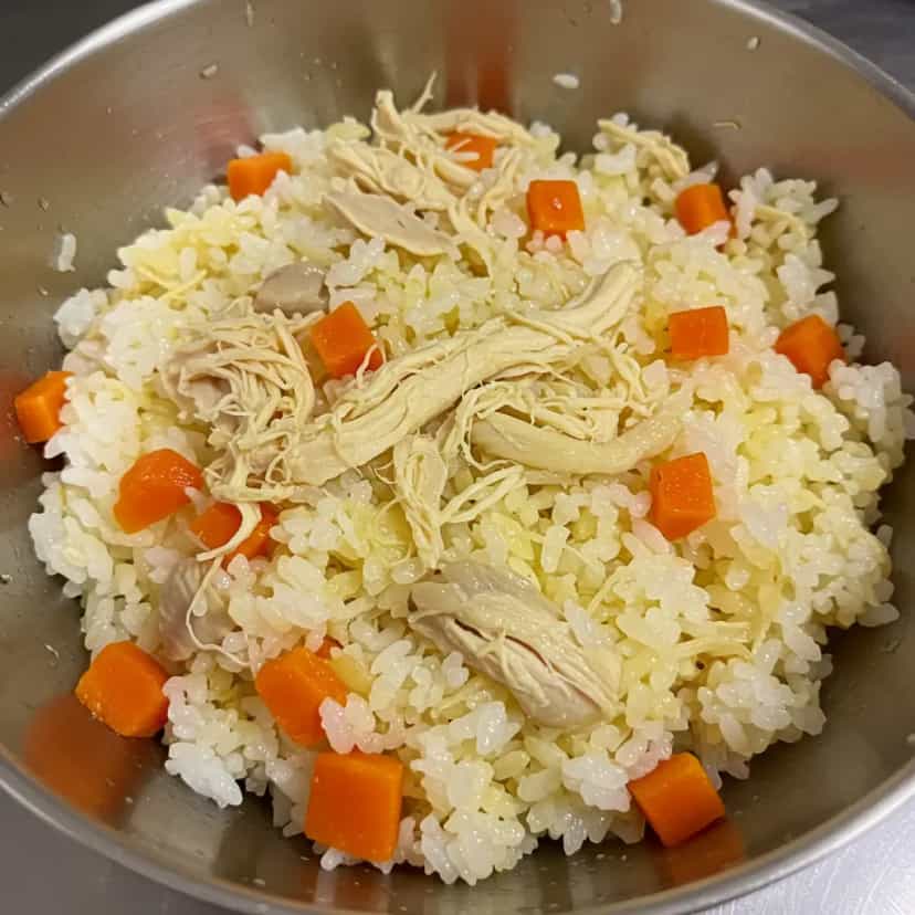 Foto deliciosa de Arroz com Cenoura e Frango pronta para servir - Carnes & Frango