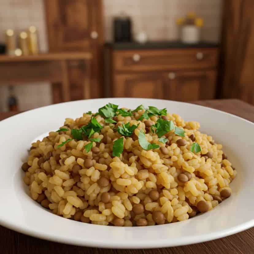 Foto deliciosa de Arroz com lentilhas pronta para servir - Almoço & Jantar