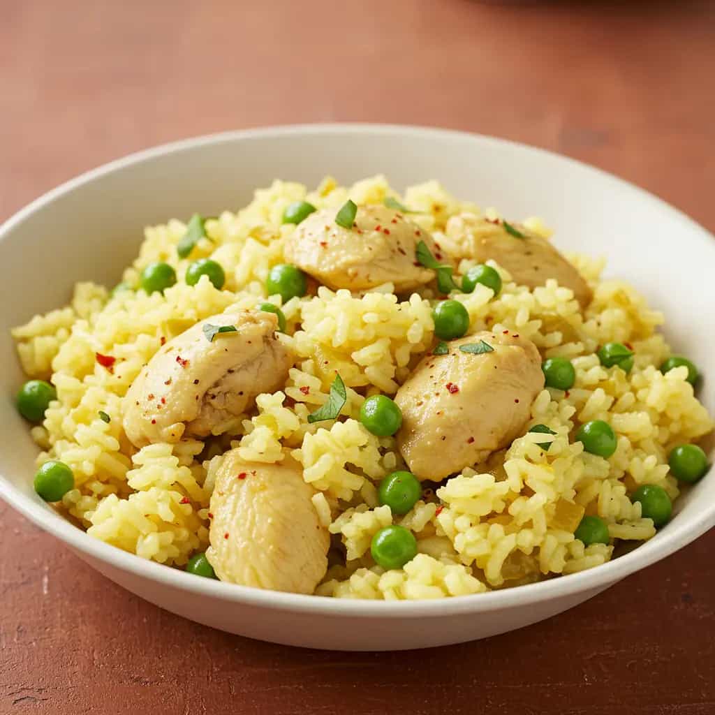 Arroz Cremoso com Frango e Ervilhas