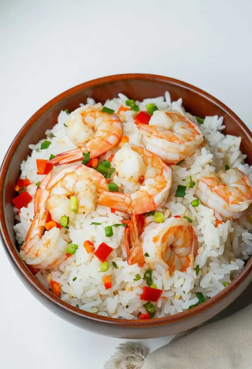 Foto deliciosa de Arroz de Camarão com Coco pronta para servir - Peixes & Frutos do Mar