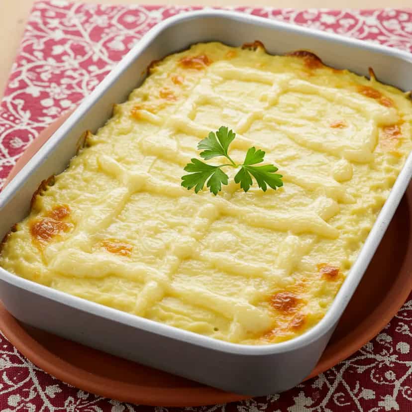 Foto deliciosa de Arroz de Forno com Purê de Batata e Carne Moída pronta para servir - Almoço & Jantar