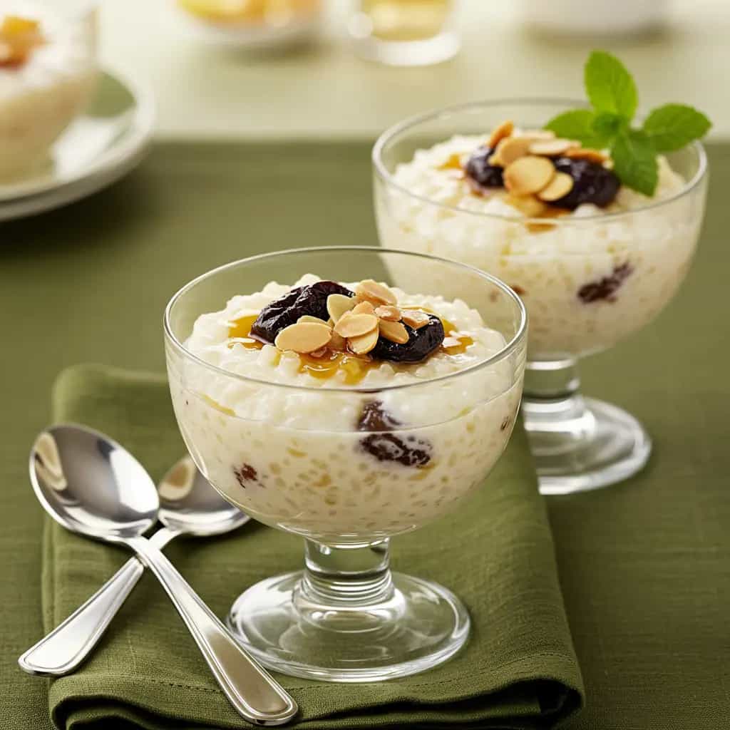 Arroz Doce Cremoso com Ameixas e Doce de Leite