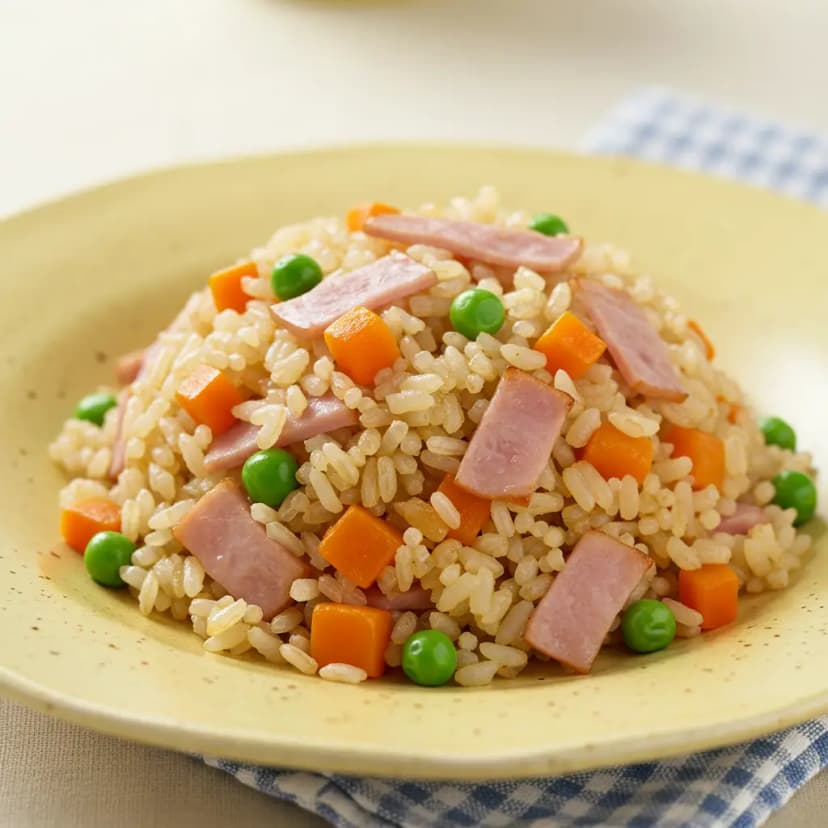 Arroz Frito com Presunto e Ervilha