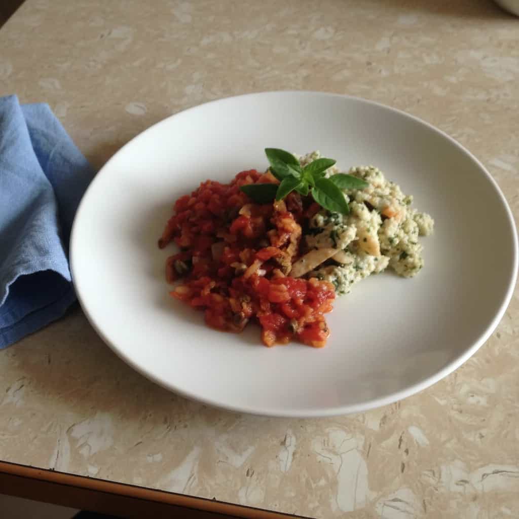 Bacalhau com Peperonata e Salsa de Alho
