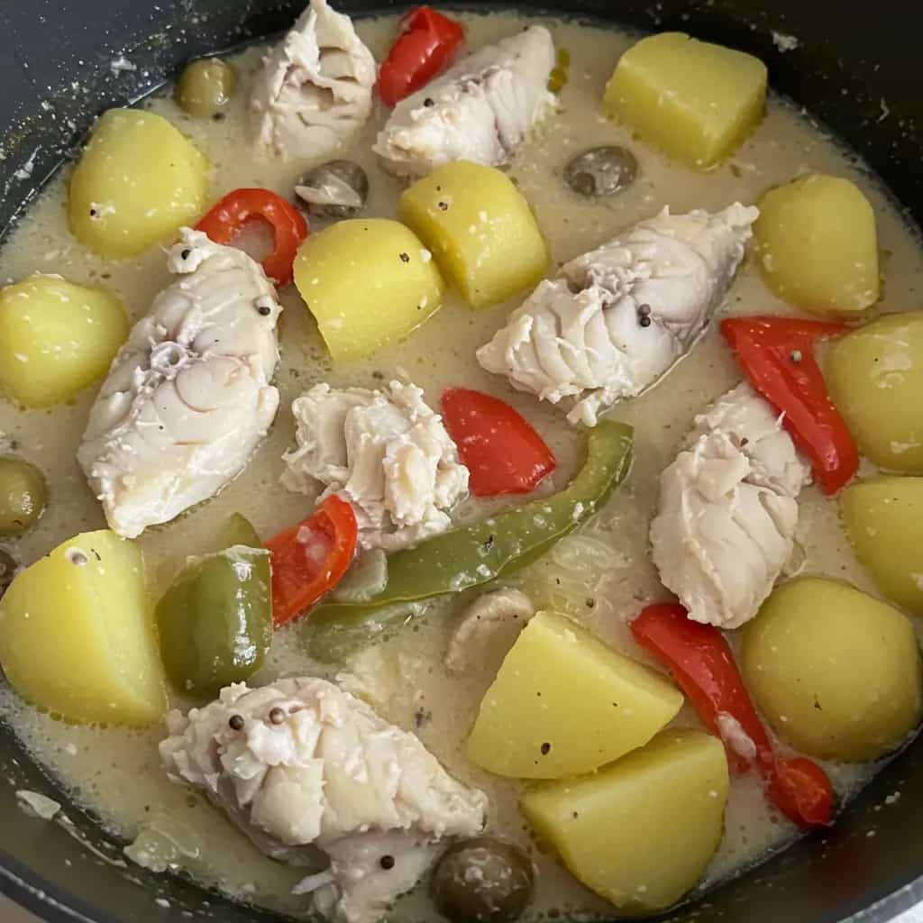 Bacalhau na Pressão com Batata e Pimentões