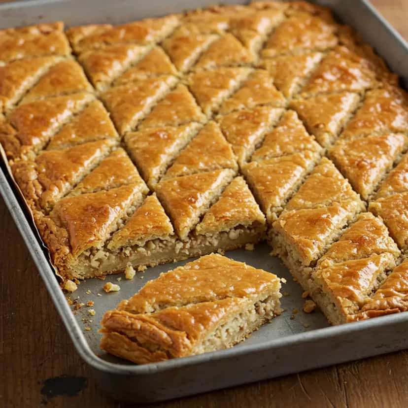 Foto deliciosa de Baklava Caseiro: Doce Árabe com Nozes pronta para servir - Outras Receitas