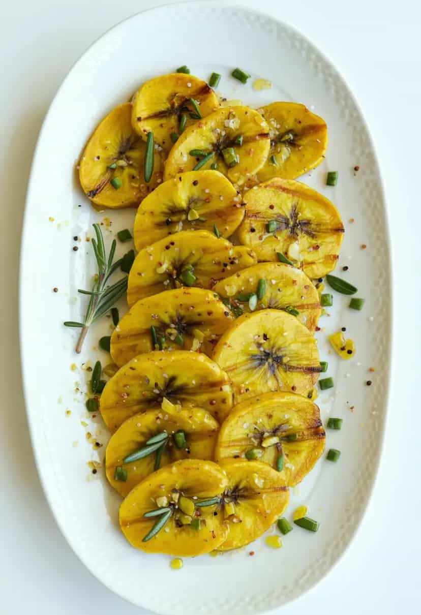Foto deliciosa de Banana da Terra Assada com Ervas pronta para servir - Snacks Naturais