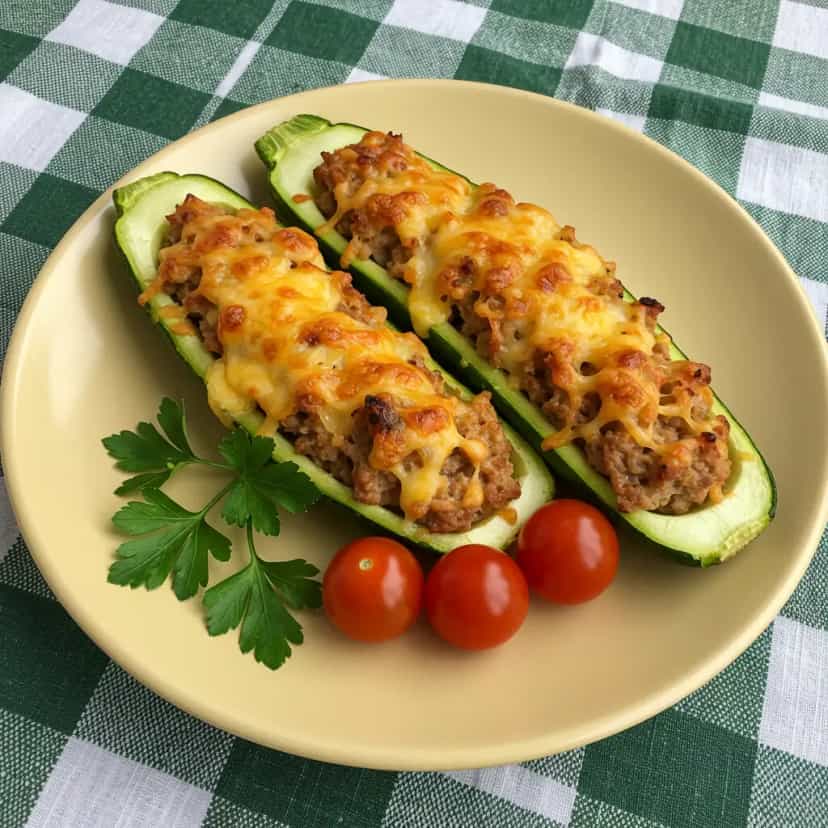 Foto deliciosa de Barquinhas de Abobrinha Recheadas com Carne Moída pronta para servir - Carnes & Frango