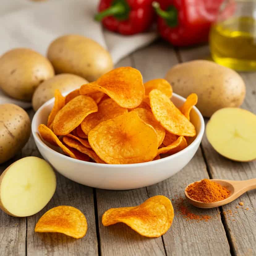 Foto deliciosa de Batata Frita com Páprica pronta para servir - Chips & Biscoitos