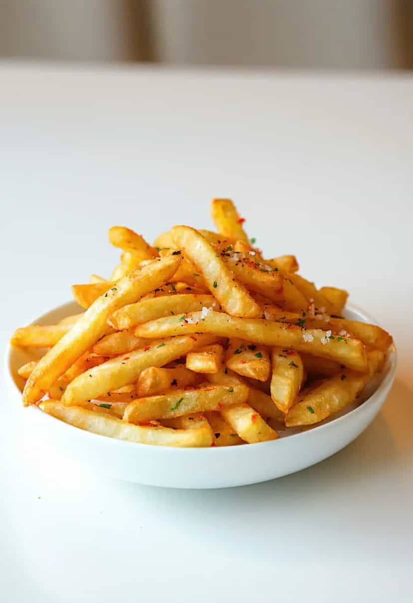 Foto deliciosa de Batata Frita Crocante na Air Fryer pronta para servir - Chips & Biscoitos