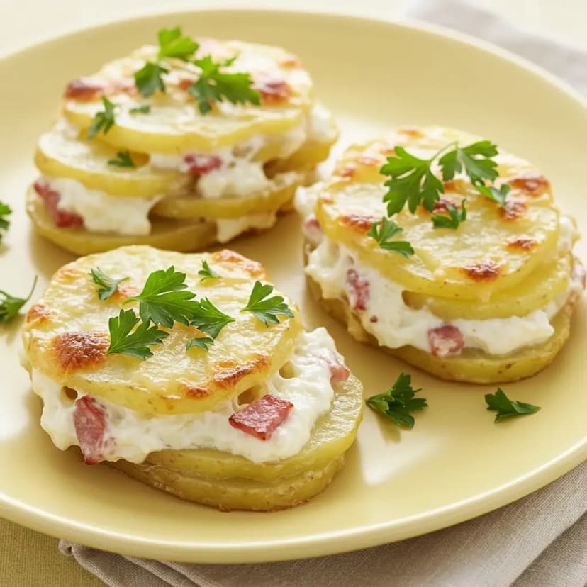 Batatas Gratinadas ao Forno com Bacon e Muçarela