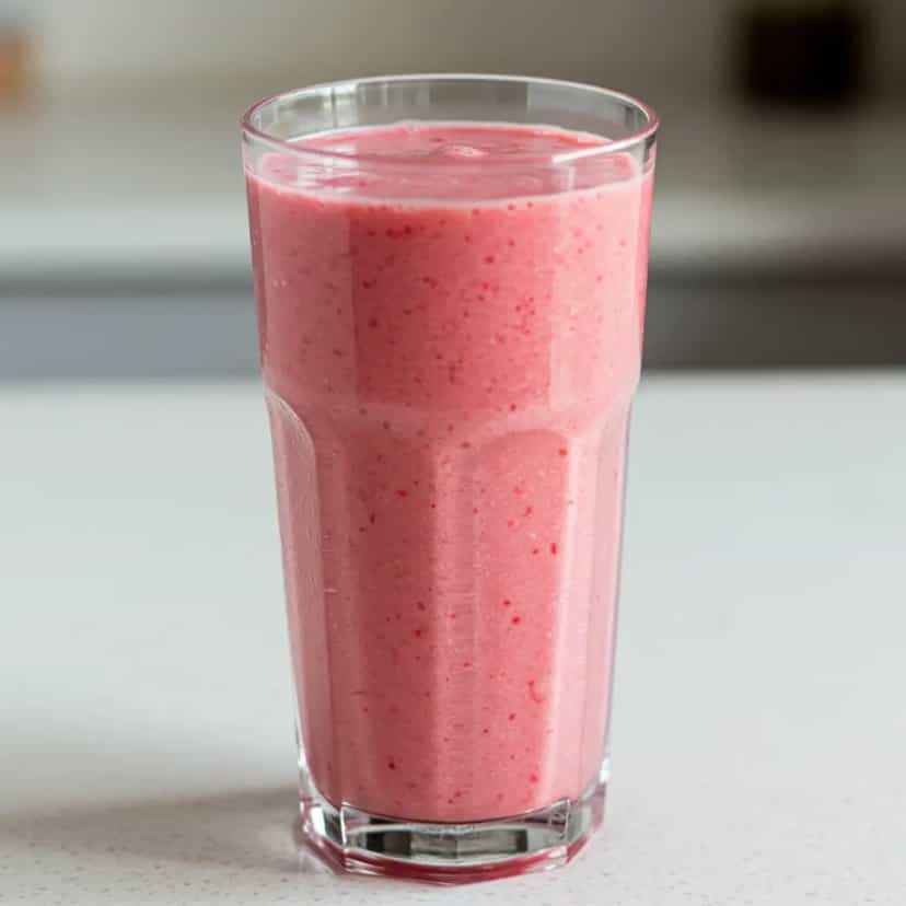 Foto deliciosa de Batida Refrescante de Morango pronta para servir - Bebidas Brasileiras