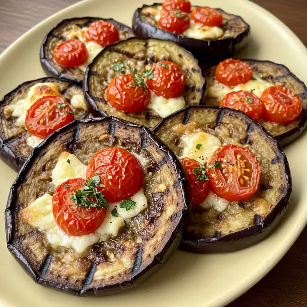 Berinjela Assada com Tomate e Hortelã