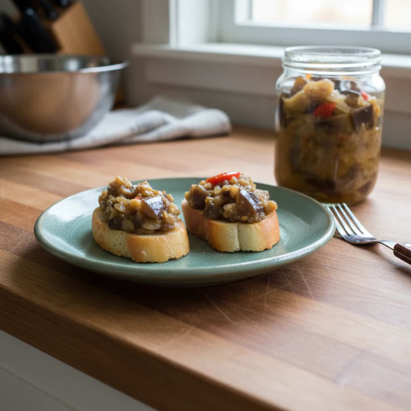 Berinjela com Passas ao Molho de Vinagrete