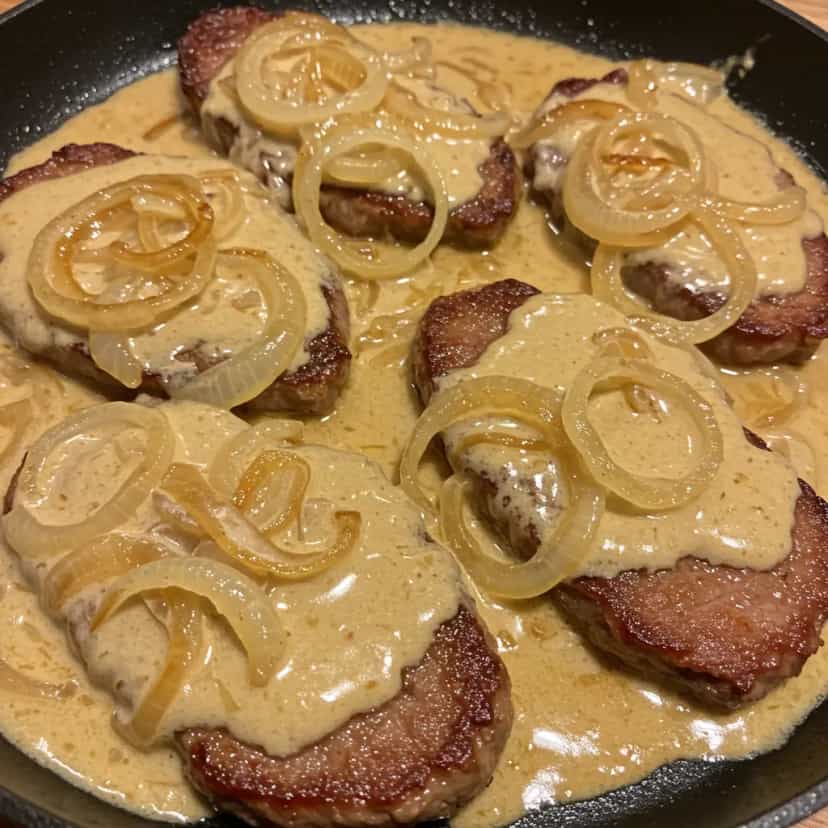 Foto deliciosa de Bife Acebolado com Molho de Shoyu e Maionese pronta para servir - Carnes & Frango